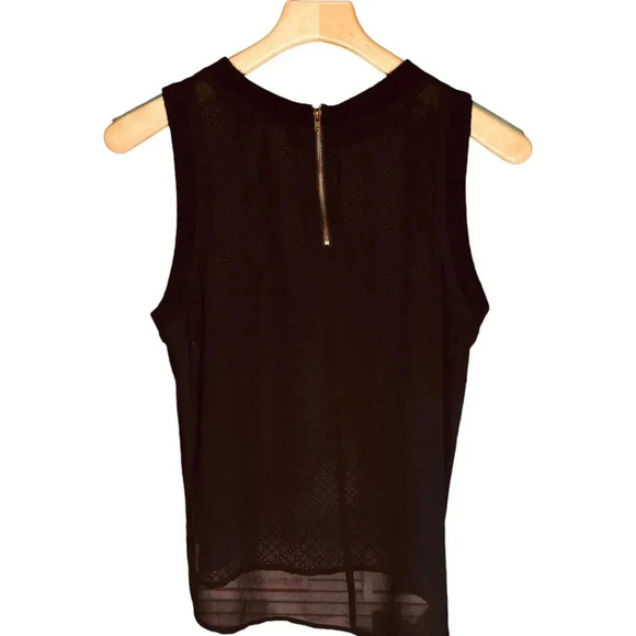 Astr Black Sleeveless Lace & Knit High-Low Blouse Top - Picture 7 of 11